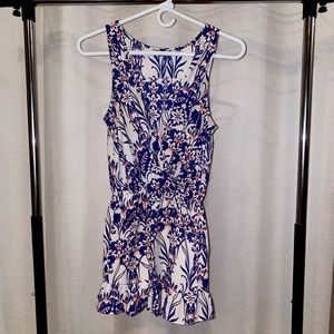 Abstract floral romper with flare shorts